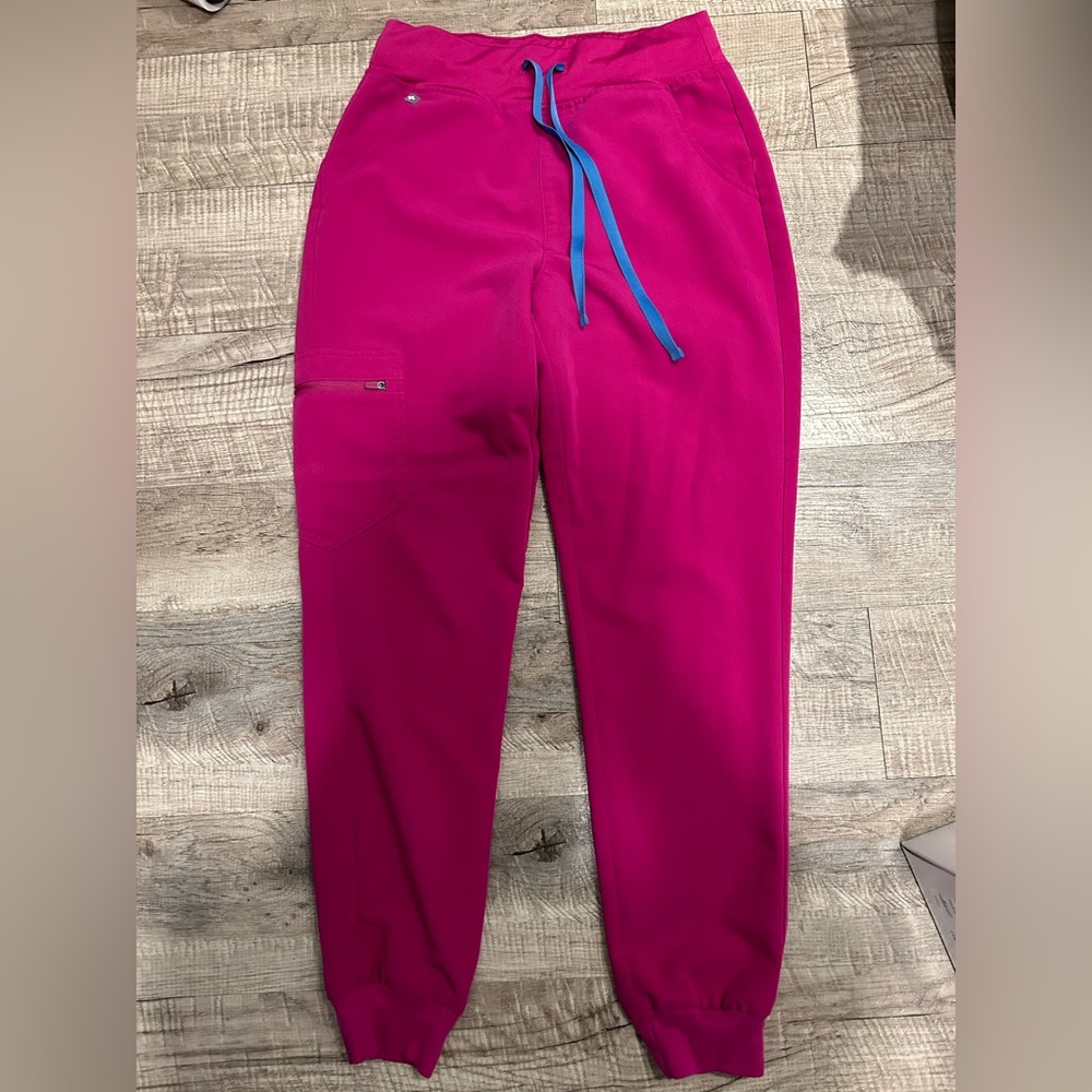 Figs High Waisted Zamora Joggers Raspberry Sorbet Scrubs